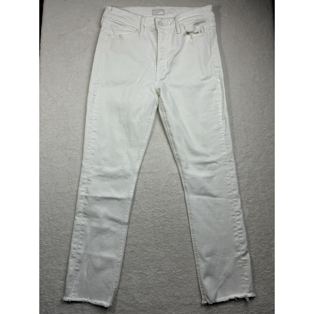 Mother Jeans Womens Size 30 Ivory Mid Rise The Dazzler Crop Fray Cream Puff